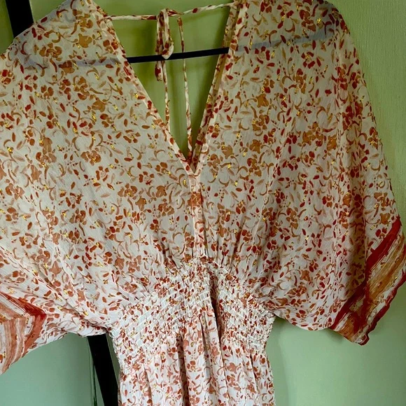 ❤️Pink kaftan style maxi with GOLD METALLIC DETAIL - Picture 4 of 7